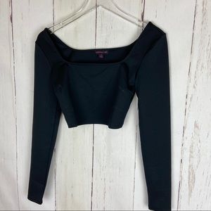 Material Girl | Black Crop Long Sleeve Top